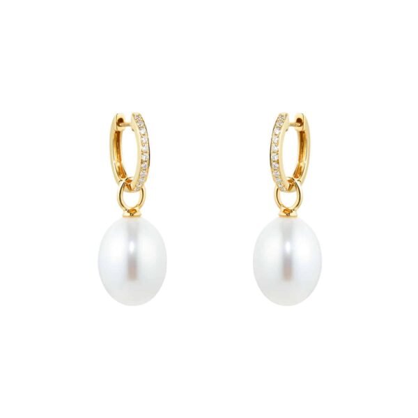 Kiki Classics 18ct Yellow Gold, Pearl Drops With 0.13cttw Diamond Hoop