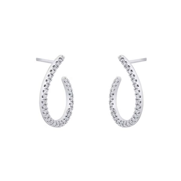 9ct White Gold 0.25cttw Diamond Open Hoop Earrings - Image 3