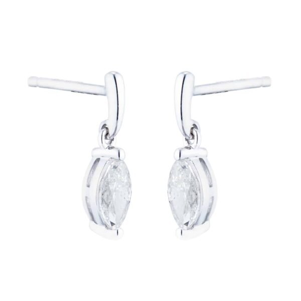 9ct White Gold 0.46cttw Marquise Diamond Drop Earrings - Image 2