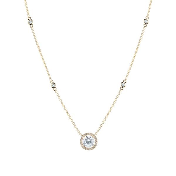 Grace 18ct Yellow Gold, White Topaz Round 0.10cttw Diamond Necklace - Image 4